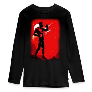 Boxen - Teenager Premium Bio Langarmshirt - Schwarz - Vorne - AI Model Kid Female (0cm)