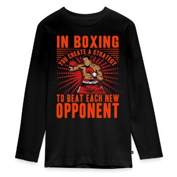 Boxen - Teenager Premium Bio Langarmshirt - Schwarz - Vorne - AI Model Kid Female (0cm)