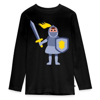 Motif de chevalier pour enfant pour idée cadeau d’anniversaire - T-shirt manches longues Premium Ado - noir - Devant - AI Model Kid Female (0cm)