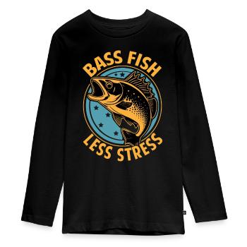 Bassfischen, weniger Stress - Teenager Premium Bio Langarmshirt - Schwarz - Vorne - AI Model Kid Female (0cm)