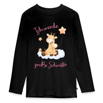 Ich werde große Schwester mit süßen Giraffen - Teenager Premium Bio Langarmshirt - Schwarz - Vorne - AI Model Kid Female (0cm)