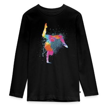 Handstand Turnen Turnerin Gymnastik Geschenke - Teenager Premium Bio Langarmshirt - Schwarz - Vorne - AI Model Kid Female (0cm)