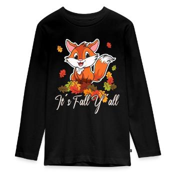 Cher renard Thanksgiving Automne - T-shirt manches longues Premium Ado - noir - Devant - AI Model Kid Female (0cm)