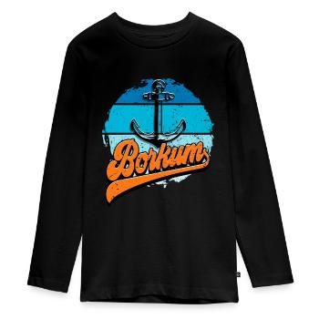 Borkum - Teenager Premium Bio Langarmshirt - Schwarz - Vorne - AI Model Kid Female (0cm)