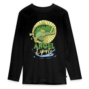 Angeln Angler - Teenager Premium Bio Langarmshirt - Schwarz - Vorne - AI Model Kid Female (0cm)
