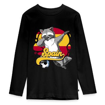 Spanien Fußball - Teenager Premium Bio Langarmshirt - Schwarz - Vorne - AI Model Kid Female (0cm)