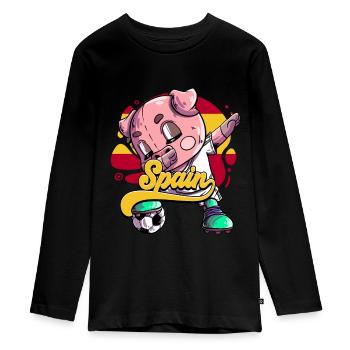 Spanien Fußball - Teenager Premium Bio Langarmshirt - Schwarz - Vorne - AI Model Kid Female (0cm)
