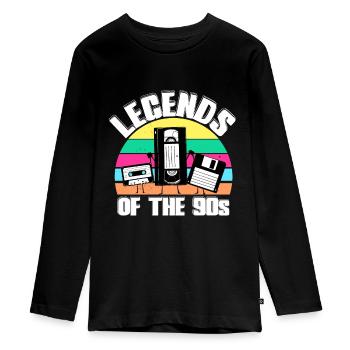90er Jahre - Teenager Premium Bio Langarmshirt - Schwarz - Vorne - AI Model Kid Female (0cm)