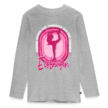 Eislaufen - Teenager Premium Bio Langarmshirt - Grau meliert - Vorne