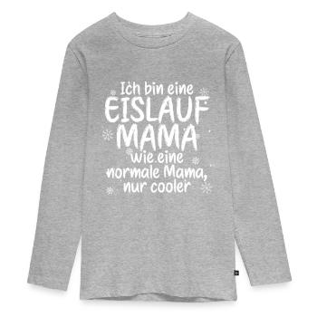 Eislaufen - Teenager Premium Bio Langarmshirt - Grau meliert - Vorne