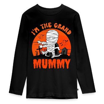 Im the grand mummy, funny grandma halloween - Teenager Premium Organic Long Sleeve Shirt - black - Front - AI Model Kid Female (0cm)