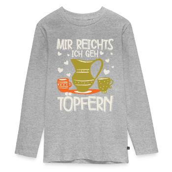 Töpfern - Teenager Premium Bio Langarmshirt - Grau meliert - Vorne