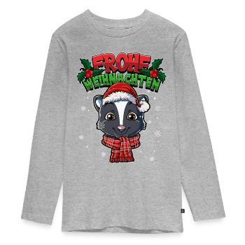 Frohe Weihnachten - Teenager Premium Bio Langarmshirt - Grau meliert - Vorne