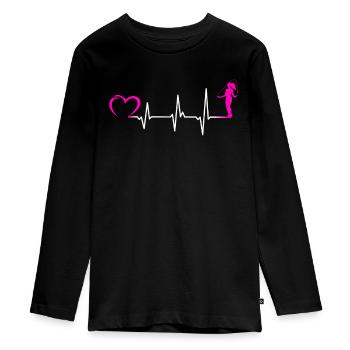 Herzschlag Seilspringen Frauen - Teenager Premium Bio Langarmshirt - Schwarz - Vorne - AI Model Kid Female (0cm)
