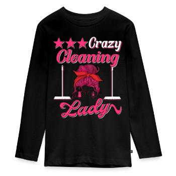 Housekeeper Maid Cleaner - Teenager Premium Organic Long Sleeve Shirt - black - Front - AI Model Kid Female (0cm)