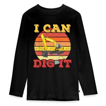 Ich kann es graben! - Teenager Premium Bio Langarmshirt - Schwarz - Vorne - AI Model Kid Female (0cm)