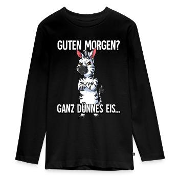 Guten Morgen Ganz Dünnes Eis Zebra - Teenager Premium Bio Langarmshirt - Schwarz - Vorne - AI Model Kid Female (0cm)