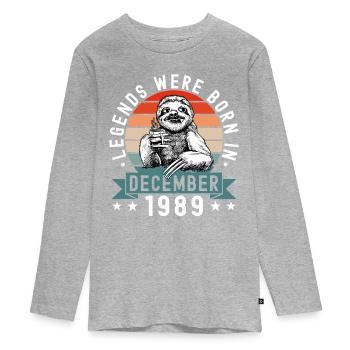 Legends Were Born In December 1989 Sloth Sloth - Teenager Premium Organic Long Sleeve Shirt - heather grey - Front