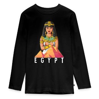Ägypten Cleopatra Kleopatra Pharaonin - Teenager Premium Bio Langarmshirt - Schwarz - Vorne - AI Model Kid Female (0cm)