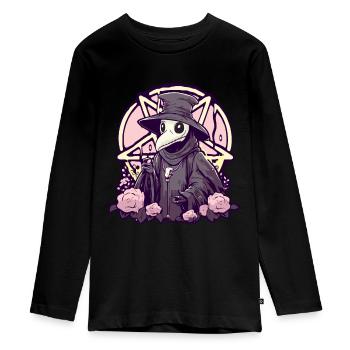 Gruseliger Pestdoktor In Pastell Goth Mit Rosen - Teenager Premium Bio Langarmshirt - Schwarz - Vorne - AI Model Kid Female (0cm)