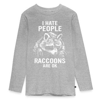 Raton laveur - T-shirt manches longues Premium Ado - gris chiné - Devant