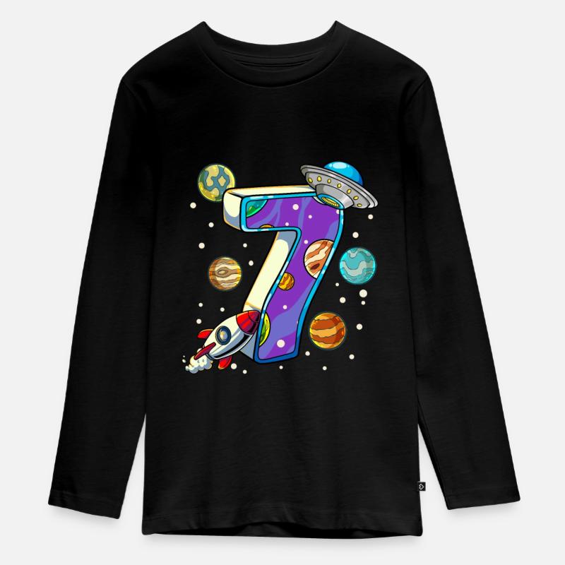 7 Anniversaire Astronaute de l’espace 7 ans - T-shirt manches longues Premium Ado - noir
