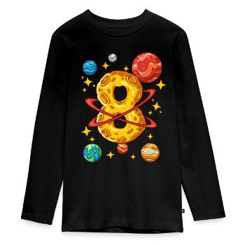 8 Geburtstag Weltall Weltraum Astronaut 8 Jahre - Teenager Premium Bio Langarmshirt - Schwarz - Vorne - AI Model Kid Female (0cm)