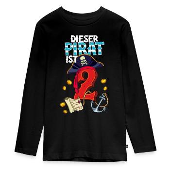 2e anniversaire Pirates - T-shirt manches longues Premium Ado - noir - Devant - AI Model Kid Female (0cm)