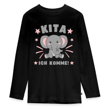 Kita I'm coming Kitakind - Teenager Premium Organic Long Sleeve Shirt - black - Front - AI Model Kid Female (0cm)