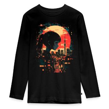 Anime Mädchen Japan - Teenager Premium Bio Langarmshirt - Schwarz - Vorne - AI Model Kid Female (0cm)