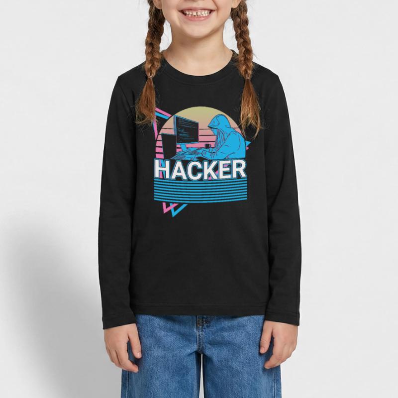 Hacker Coding Programmer Vaporwave Esthétique T-shirt manches longues Premium Ado