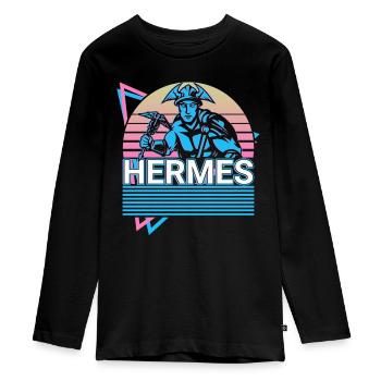 Hermès Dieu grec de la vitesse Gesch - T-shirt manches longues Premium Ado - noir - Devant - AI Model Kid Female (0cm)
