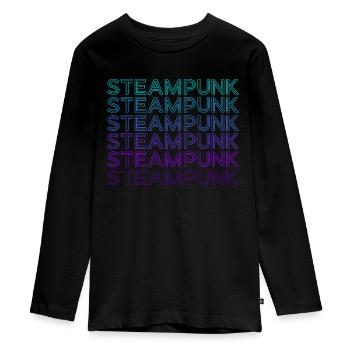 Steampunk Retro - Teenager Premium Organic Long Sleeve Shirt - black - Front - AI Model Kid Female (0cm)