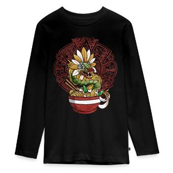 Quetzalcoatl Aztec Snake Ramen Nouilles - T-shirt manches longues Premium Ado - noir - Devant - AI Model Kid Female (0cm)