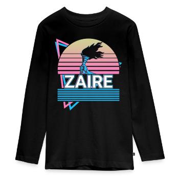 Zaïre Congo CongoLais Rétro Cadeau - T-shirt manches longues Premium Ado - noir - Devant - AI Model Kid Female (0cm)