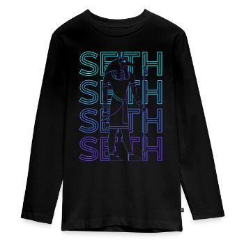 Seth Christianity Son of Adam Retro - Teenager Premium Organic Long Sleeve Shirt - black - Front - AI Model Kid Female (0cm)