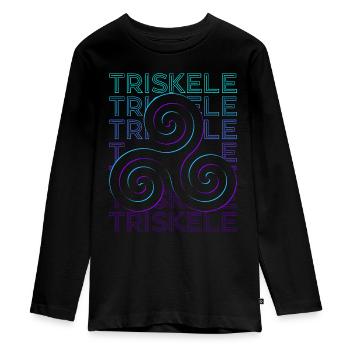 Triskele Triskelion Ancien symbole celtique - T-shirt manches longues Premium Ado - noir - Devant - AI Model Kid Female (0cm)