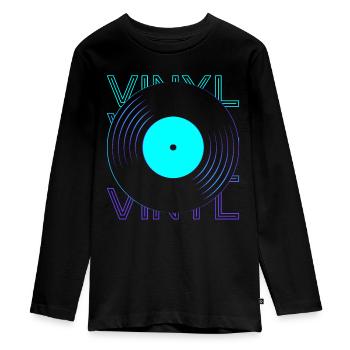 Vinyl Record Vinyl Record Player Phon - Teenager Premium Organic Long Sleeve Shirt - black - Front - AI Model Kid Female (0cm)