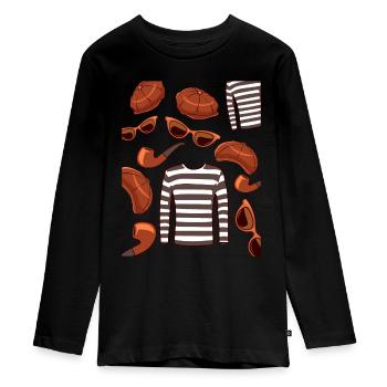 Beatnik Fashion Style 50s 60s Retro Style Vinta - Teenager Premium Organic Long Sleeve Shirt - black - Front - AI Model Kid Female (0cm)