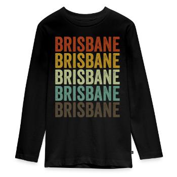 Brisbane Australie Rétro Vintage - T-shirt manches longues Premium Ado - noir - Devant - AI Model Kid Female (0cm)