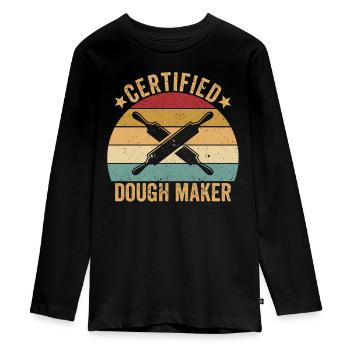 Funny bread baker - Teenager Premium Organic Long Sleeve Shirt - black - Front - AI Model Kid Female (0cm)