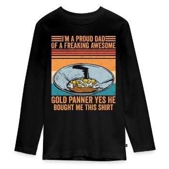 Lustige Goldwäscher Goldsucher Goldgräber Bagger - Teenager Premium Bio Langarmshirt - Schwarz - Vorne - AI Model Kid Female (0cm)