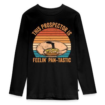 Lustige Goldwäscher Goldsucher Goldgräber Bagger - Teenager Premium Bio Langarmshirt - Schwarz - Vorne - AI Model Kid Female (0cm)