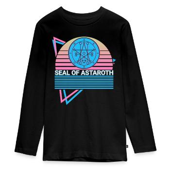 Seal of Astaroth Sigil Retro - Teenager Premium Organic Long Sleeve Shirt - black - Front - AI Model Kid Female (0cm)