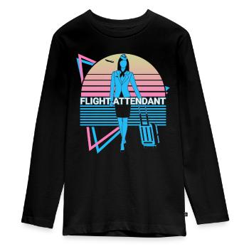 Agent de bord Retro - T-shirt manches longues Premium Ado - noir - Devant - AI Model Kid Female (0cm)