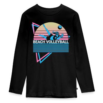 Joueur de beach-volley rétro - T-shirt manches longues Premium Ado - noir - Devant - AI Model Kid Female (0cm)