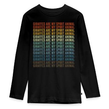 Les girafes sont mon âme animal Girafe - T-shirt manches longues Premium Ado - noir - Devant - AI Model Kid Female (0cm)