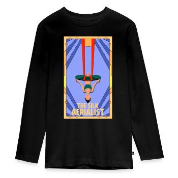 Air silk - Teenager Premium Organic Long Sleeve Shirt - black - Front - AI Model Kid Female (0cm)
