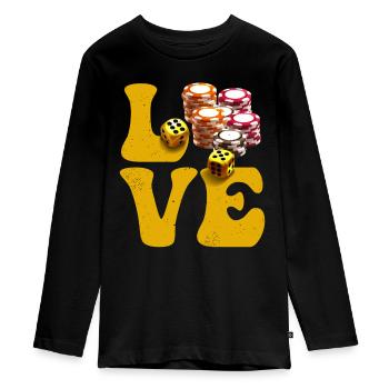 Casino Gambling Player Poker Chips LOVE - T-shirt manches longues Premium Ado - noir - Devant - AI Model Kid Female (0cm)