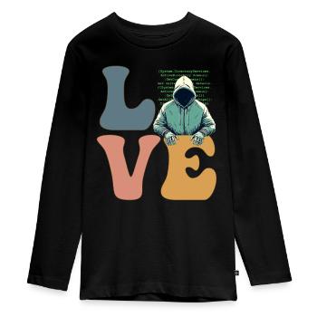 Hacker Hacking Cybersecurity Anonymous - Teenager Premium Organic Long Sleeve Shirt - black - Front - AI Model Kid Female (0cm)